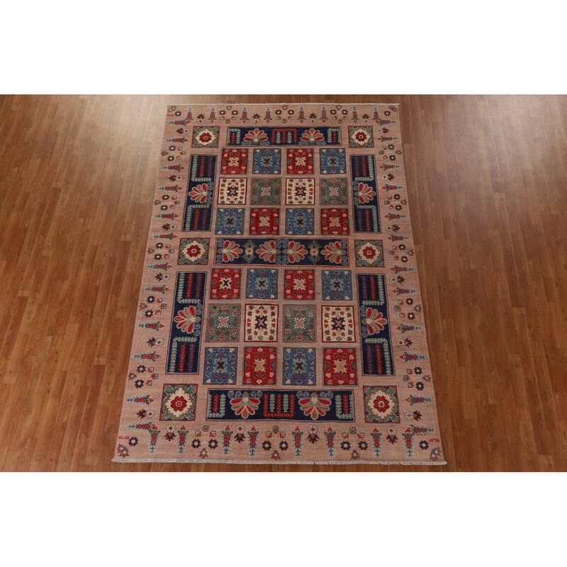 Garden Design Kazak Oriental Traditional Wool Area Rug Hand-knotted - 6'8" x 9'11"