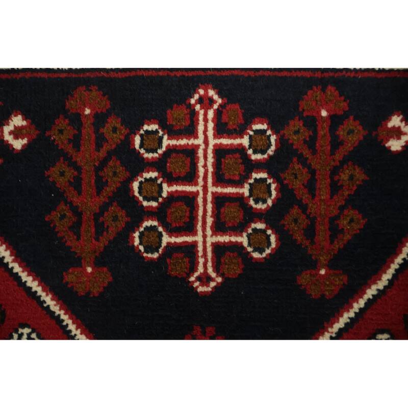 Hand Knotted Oriental 100% Wool Carpet Traditional Geometric Red Balouch Area Rug - 9' 7'' X 6' 6''