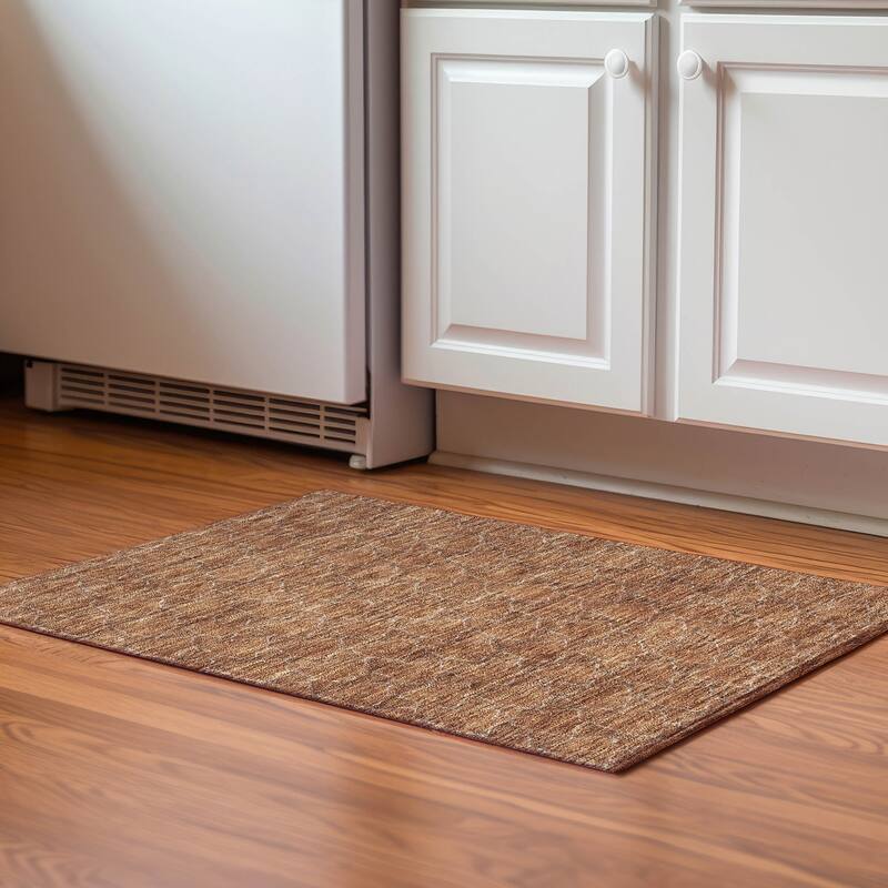 Premium Washable Super Soft Modern Geo Mayfield Rug - Paprika - 1'8" x 2'6"