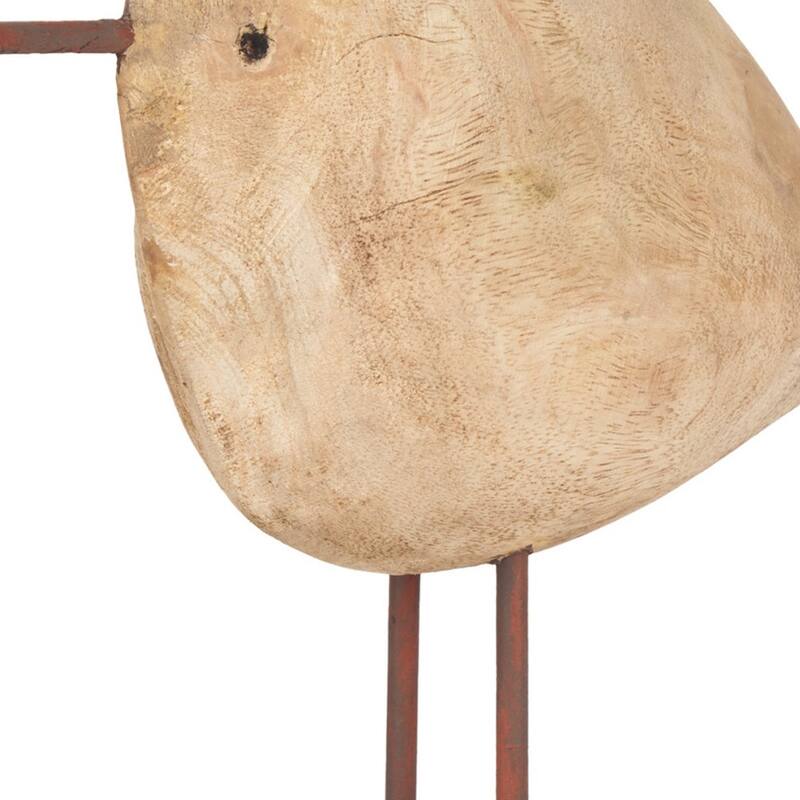 HomeRoots 11" Brown Solid Wood And Iron Bird Abstract Tabletop Sculpture - 11.00 in. x 10.50 in. x 3.54 in.