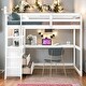 preview thumbnail 19 of 34, Full Size Loft Bed with Desk and Shelves, 2 Built-in Drawers, Gray White