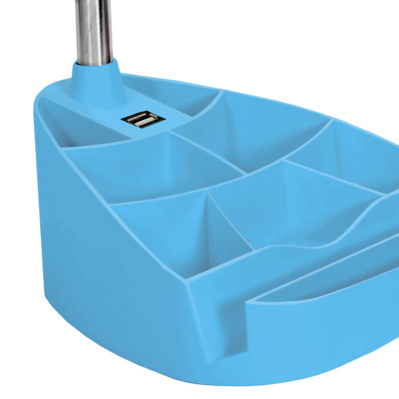 18.5 in. Chrome Finish Table Lamp with Blue Shade, Desk Lamp for Writing and Computer Desks