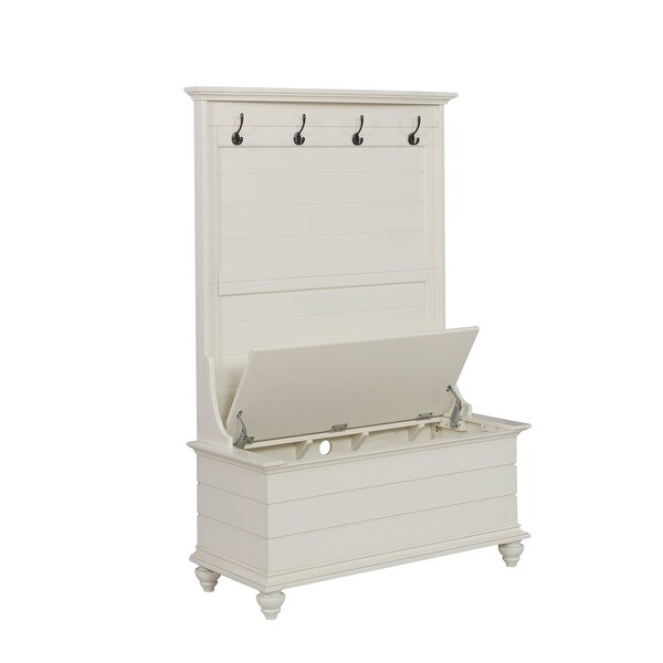 Powell Home Fashions 15A7057 40 1/2" Wide Oak Veneer Hall Tree with Child Safety Features - White