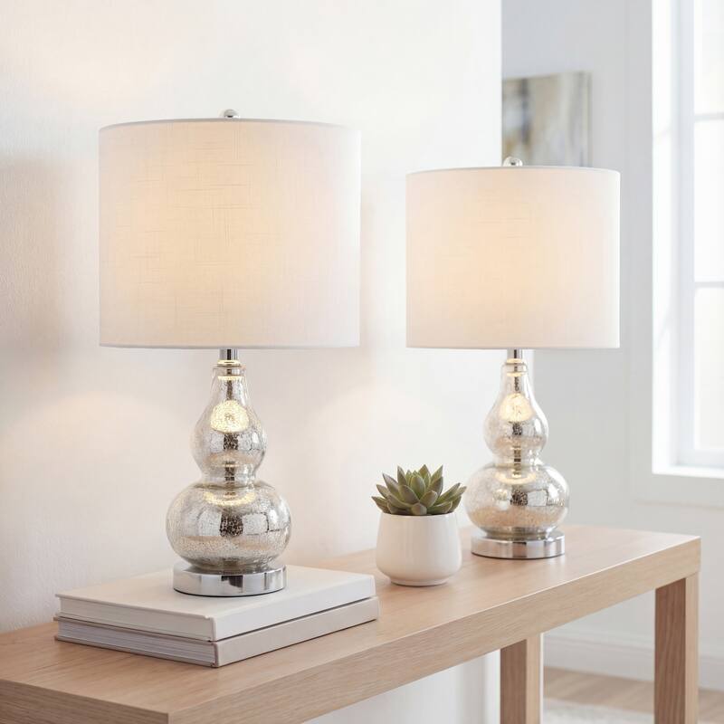 Anya 20.5" Mini Glass LED Table Lamp, Gray by JONATHAN Y
