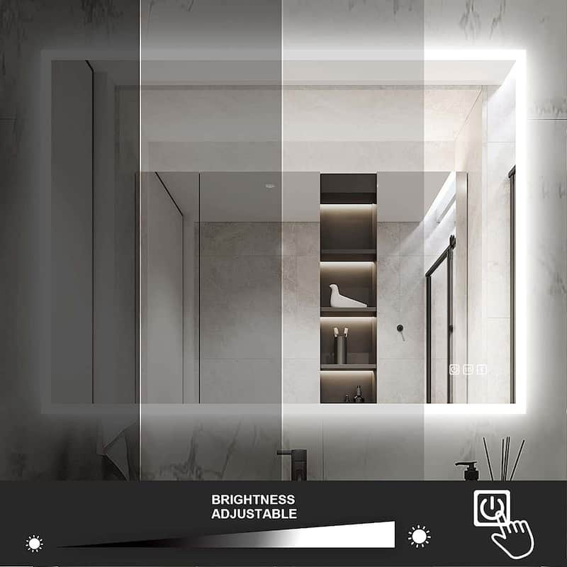 28 in. W x 35 in. H Large Rectangular Frameless Wall-Mount Anti-Fog LED Light Bathroom Vanity Mirror - 35" x 28"