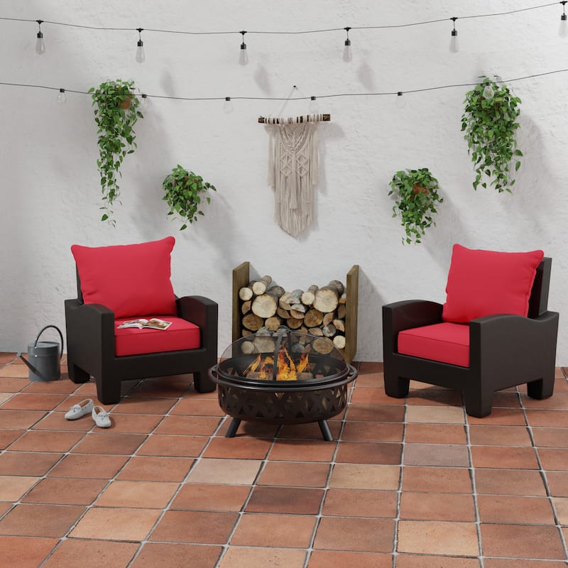 Sunbrella 24" x 47" Red Solid Outdoor Deep Seat Cushion Set with Welt - 46.5'' L x 24'' W x 6'' H - Canvas Blush