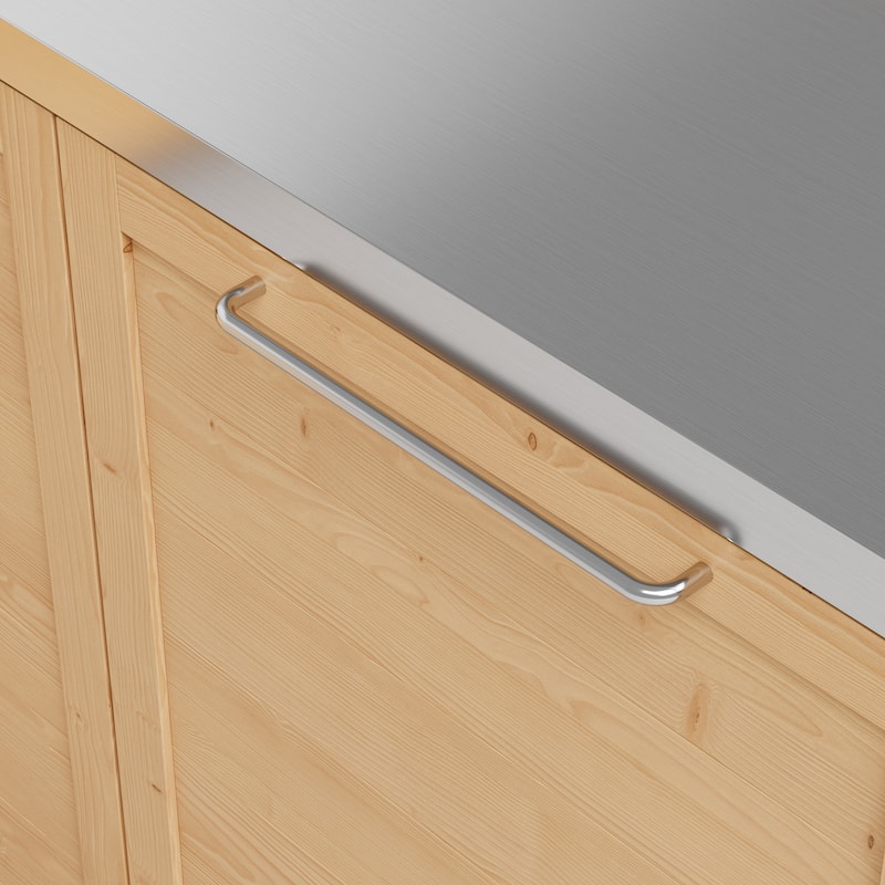 Outdoor BBQ Kitchen Cabinet Set, 100% Solid Wood Patio Kitchen Storage Stainless Steel Countertop