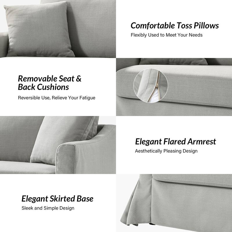 Volkhard 80.5" Modern Slipcovered Sofa With Removable Back Cushion By HULALA HOME