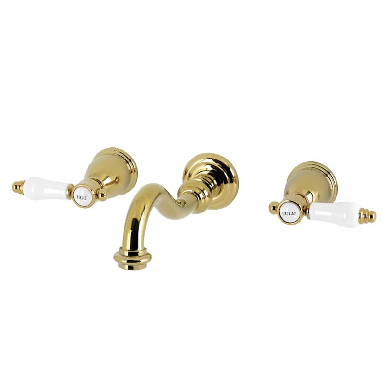 Kingston Brass Bel-Air Double-Handle Wall Mount Bathroom Faucet - Polished Brass
