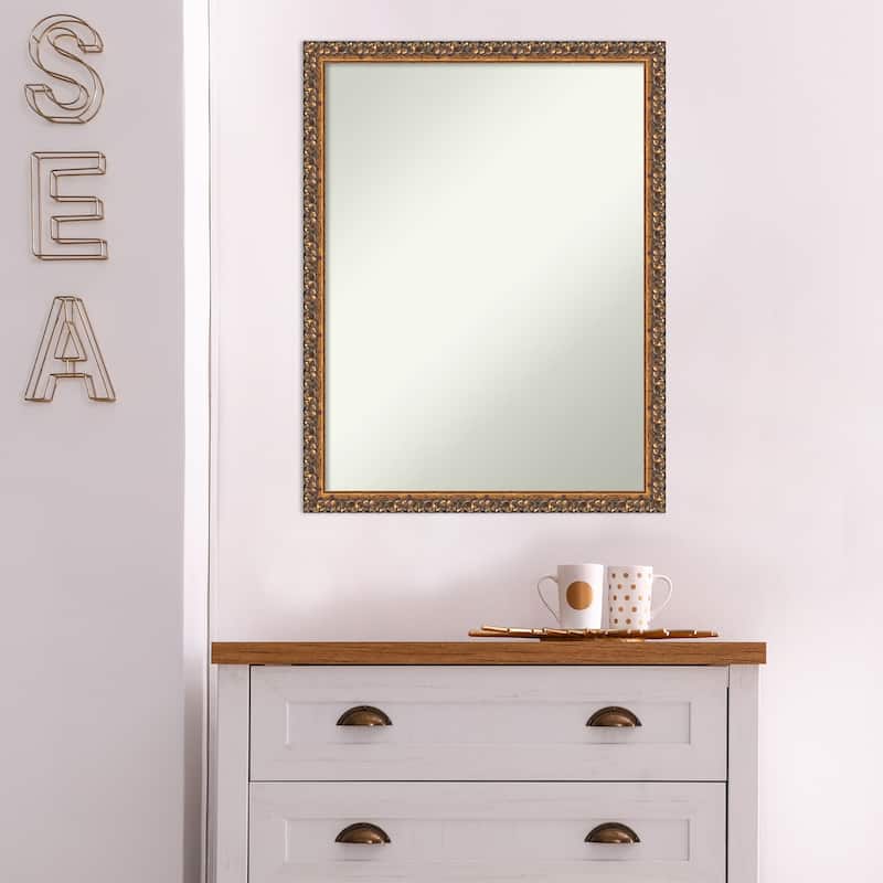 Non-Beveled Wood Wall Mirror - Antique Bronze Frame