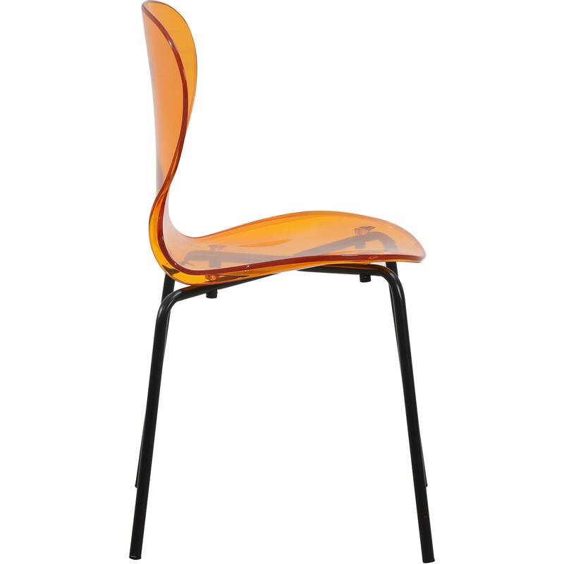 Stackable Plastic Dining Chair Transparent Set of 2 Modern Accent Side Chair for Indoor and Outdoor
