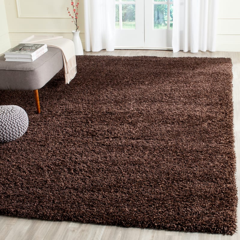 SAFAVIEH California Premium Shag Izat 2-inch Thick Area Rug - 4' Square - Brown