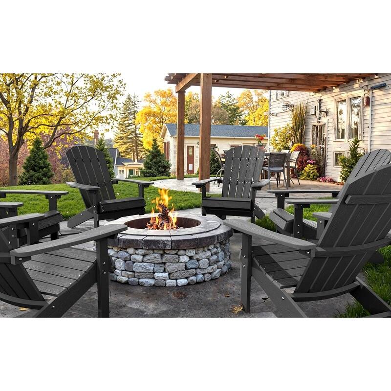 WINSOON All Weather HIPS Outdoor Plastic Adirondack Chairs Set of 2