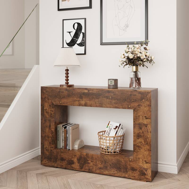 Anmytek 47"Rustic Open Frame Console Table Farmhouse Entryway and Living Room Storage