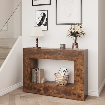 Console Table with Storage, Narrow Entryway Table for Hallway, Living Room Accent Table Sofa Table with Bottom Shelf