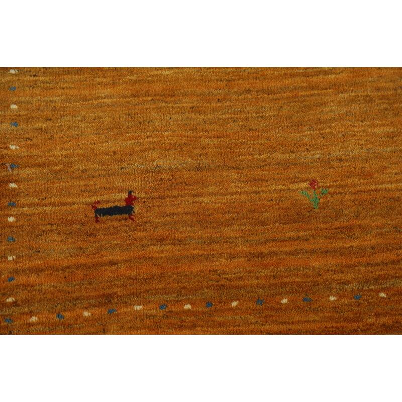 Little Animals Yellow Gabbeh Indian Rug Handmade Wool Carpet - 2'10" x 4'10"