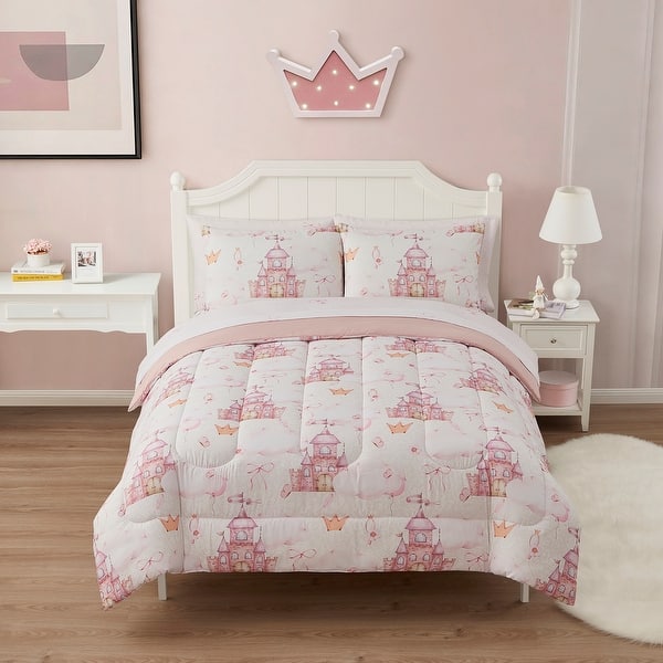 slide 2 of 7, Kids Fairytale Princess Bed in a Bag Comforter, Sham & Sheet Set Full