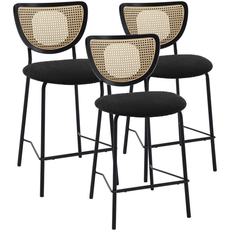 26" Rattan Counter Height Bar Stools Set of 2/3/4 - 37.8"H x 17.7"W x 21.7"D