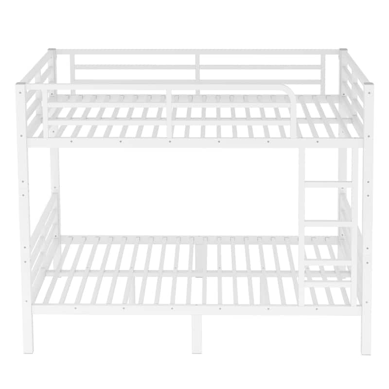 White Metal Bunk Bed Frame for Teens and Adults with Metal Slats