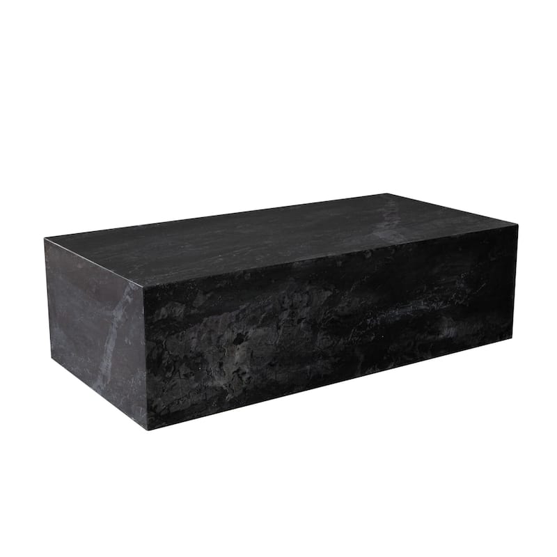 Rey Cocktail Coffee Table, 48 Inch Rectangular Natural Black Marble Body