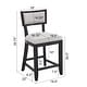 preview thumbnail 4 of 15, Set of 2 High Barstool with Back Upholstered Dining Chair, Wooden Frame Bar Chair for Home Bar, Kitchen Counter, Beige+Black