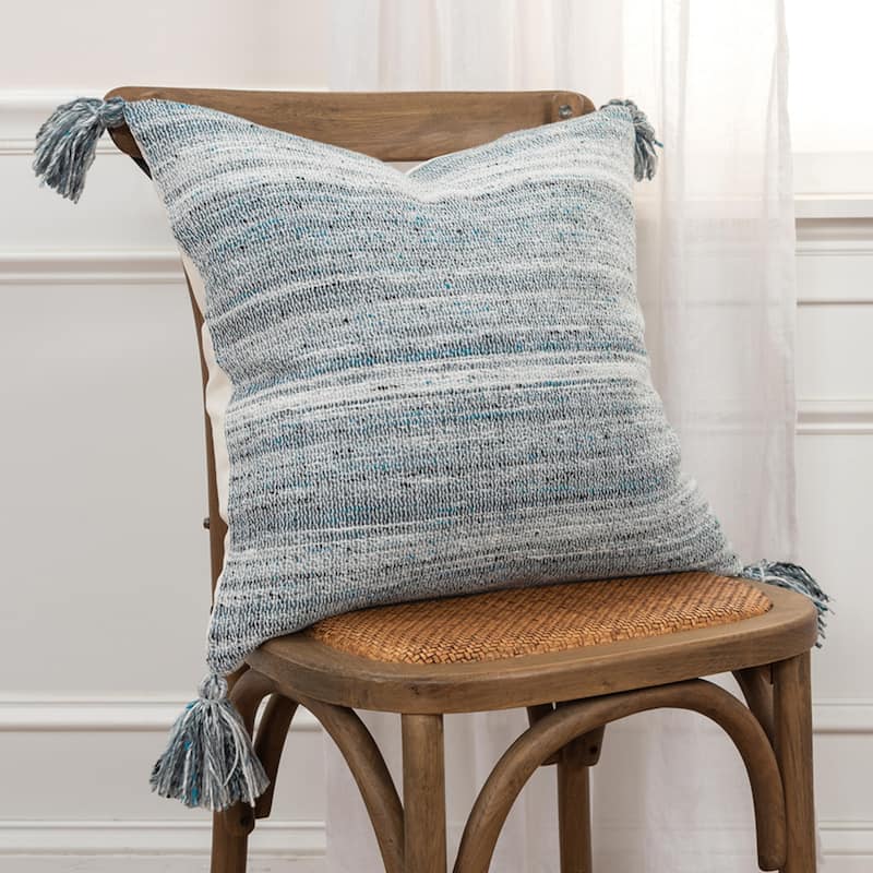 Mottled Poly Four Corner Tassels Throw Pillow