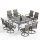 preview thumbnail 7 of 42, MAISON ARTS 9 Pieces Patio Dining Set, 60 Inch Square Metal Table and Sling Dining Chairs