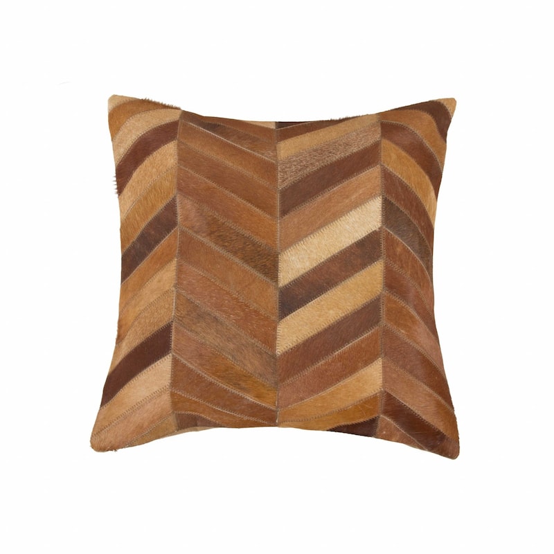 18" Tan Cowhide Throw Pillow