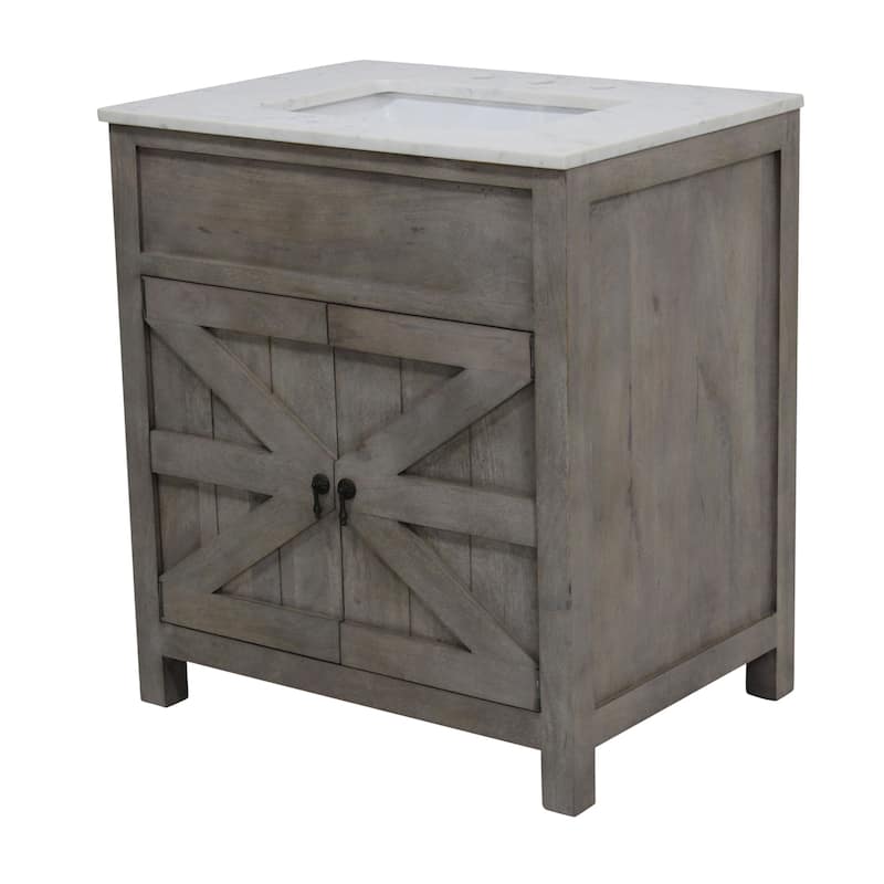 Barn Door Vanity 30 " wide in White Pigment