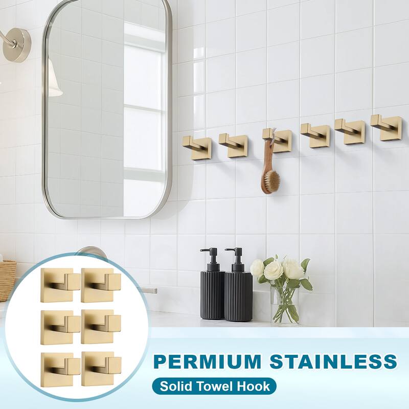 WOWOW J-Hook Wall Mount Robe/Towel Hook 6PCS