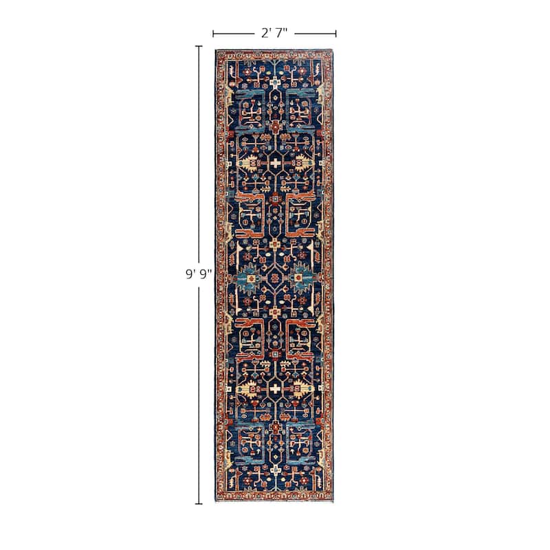 Serapi One-of-a-Kind Hand-Knotted Runner Rug - Blue, 2' 7" x 9' 9" - 2' 7" x 9' 9"