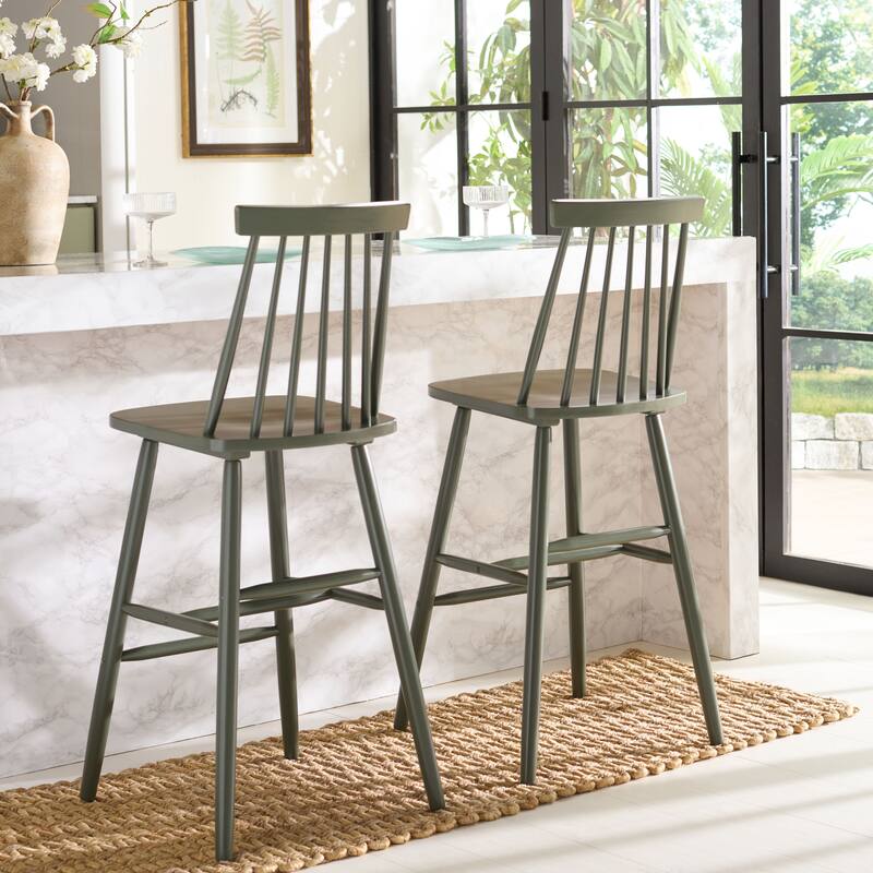 SAFAVIEH Zillah 24-inch Spindle Farmhouse Counter Stool (Set of 2) - 17.7" x 20.5" x 39.1" - 18"W x 21"D x 39"H