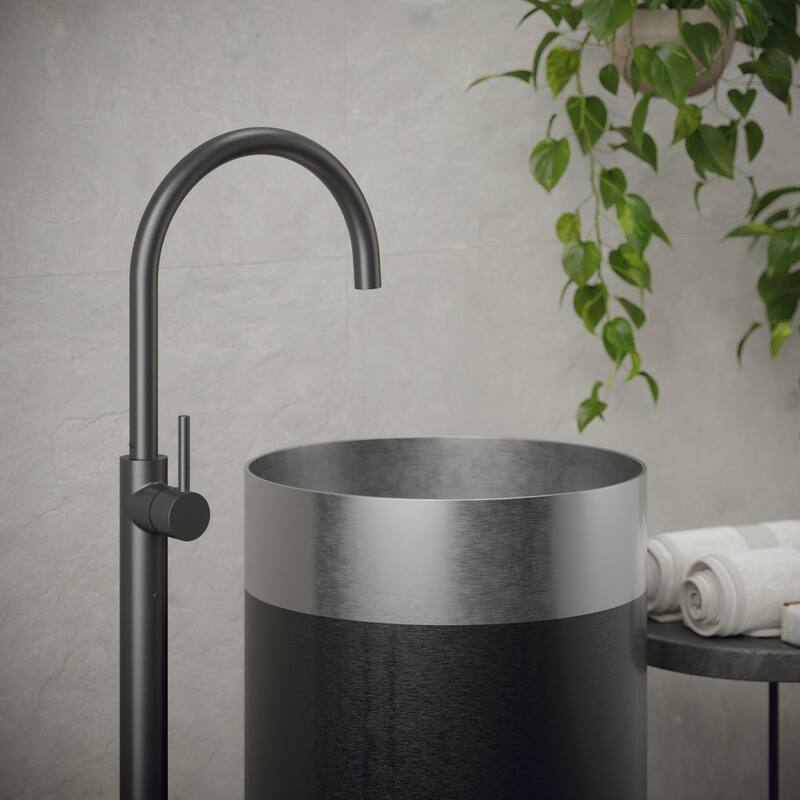 Karran Cinox Stainless Steel Round Pedestal Sink