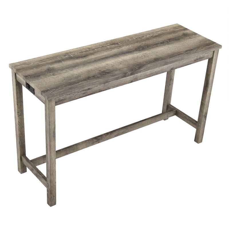 Durable 4-piece Wooden Bar Table and Chairs Set with Power Outlet