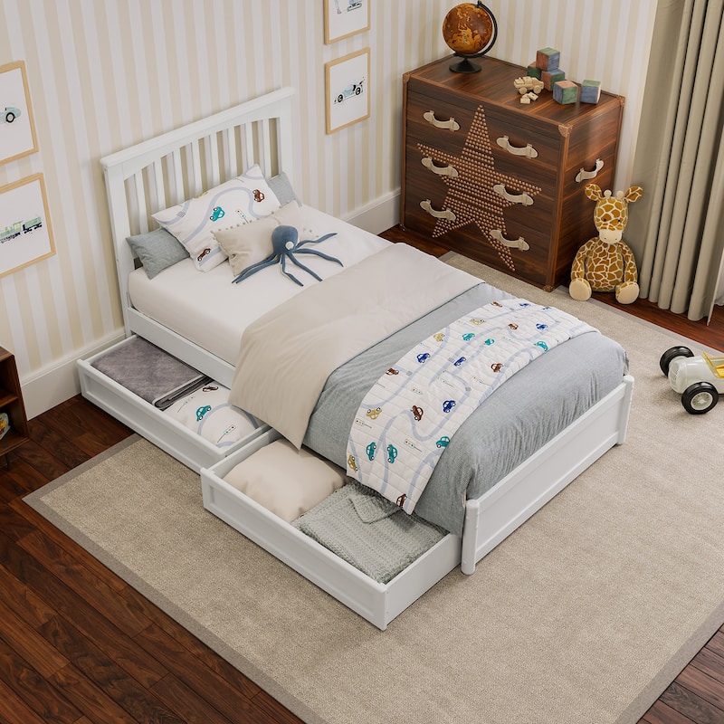 Everett Platform Bed with Panel Footboard and Storage Drawers