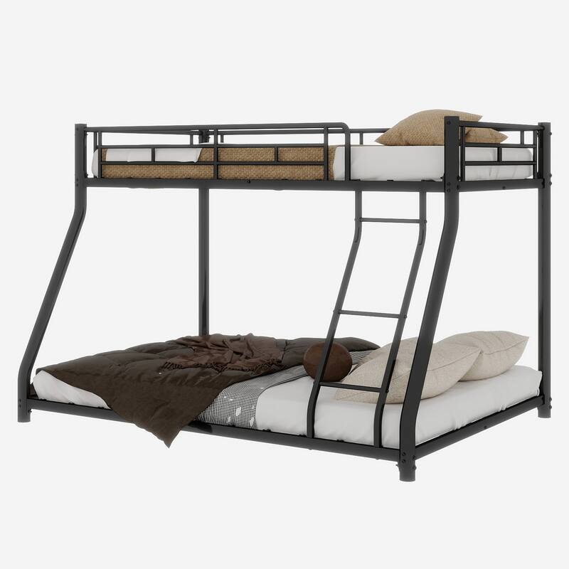 GDFStudio - Heavy-Duty Metal Twin Over Full Bunk Bed with Storage