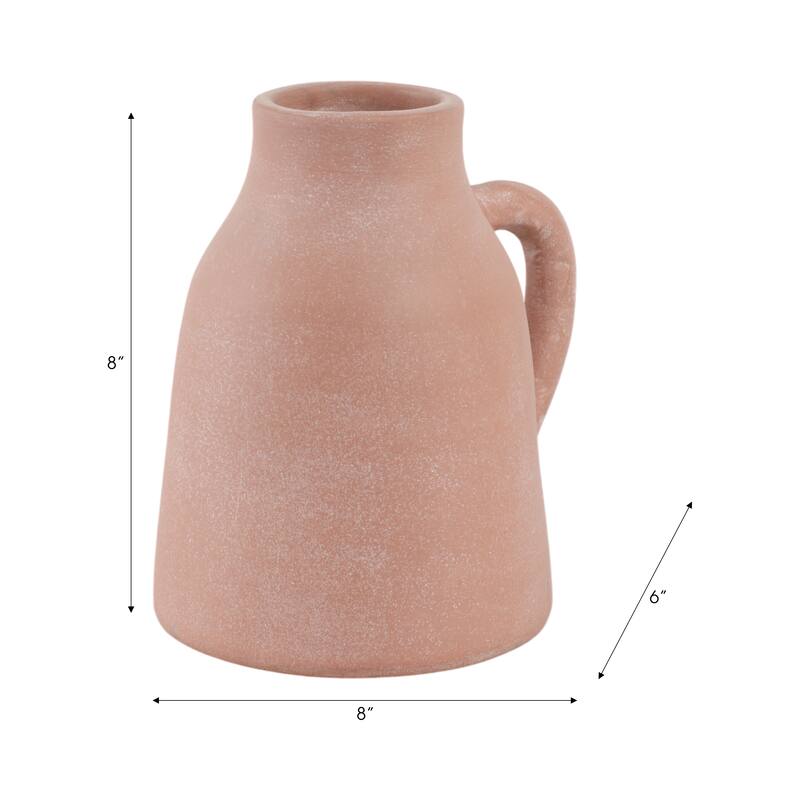 Terracotta Pottery Vase with Handles Rustic Artisan Decorative Accent