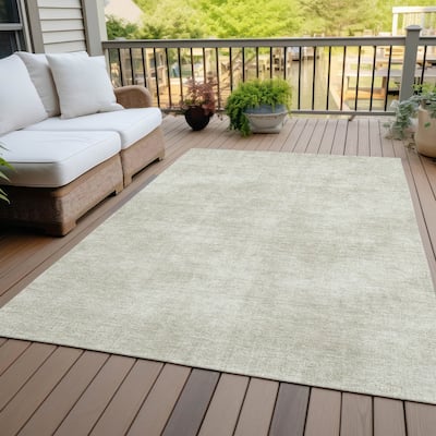 Machine Washable Indoor/ Outdoor Simple Solid Chantille Rug