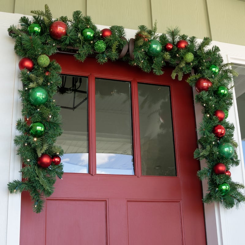 9 ft. Artificial Christmas Garland with Lights - Christmas Cheer - Red