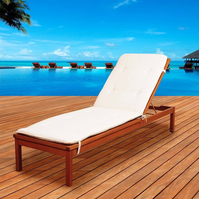 Amazonia Washburn 2-Piece Outdoor Chaise Lounger Lounge Chair Set with White Cushions