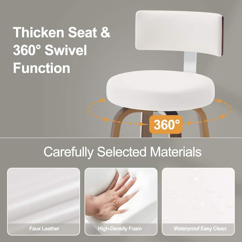 Upholstered Wood Swivel Bar/ Counter Stools, Set of 3