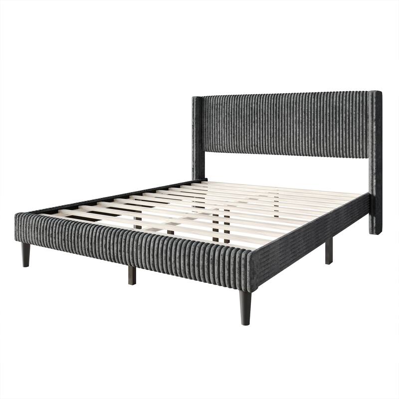 CraftPorch Modern Wingback Upholstered Velvet Bed