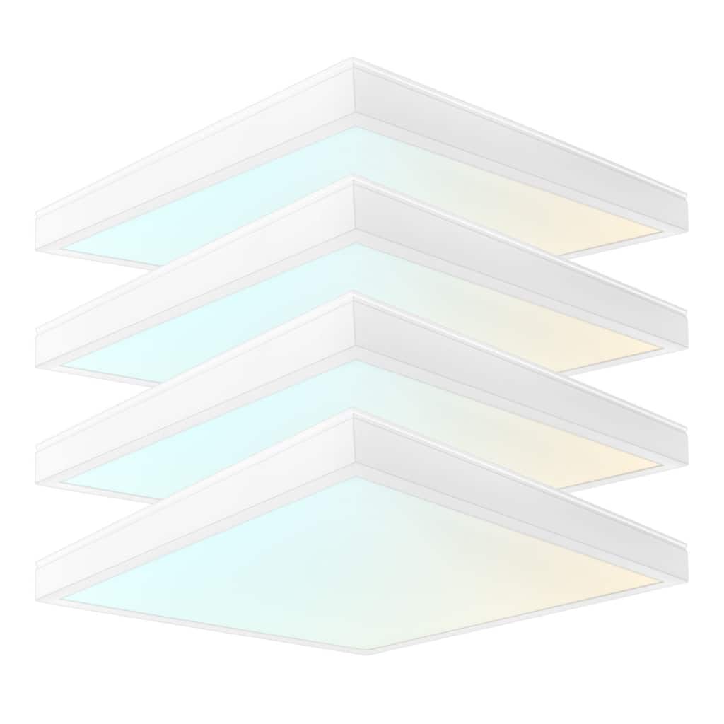 LUXRITE 1x1 FT. Slim Surface Mount Panel Light 5CCT Dimmable 1400/1800/2200 Lumens 12/16/20W Edge Lit 4 Pack