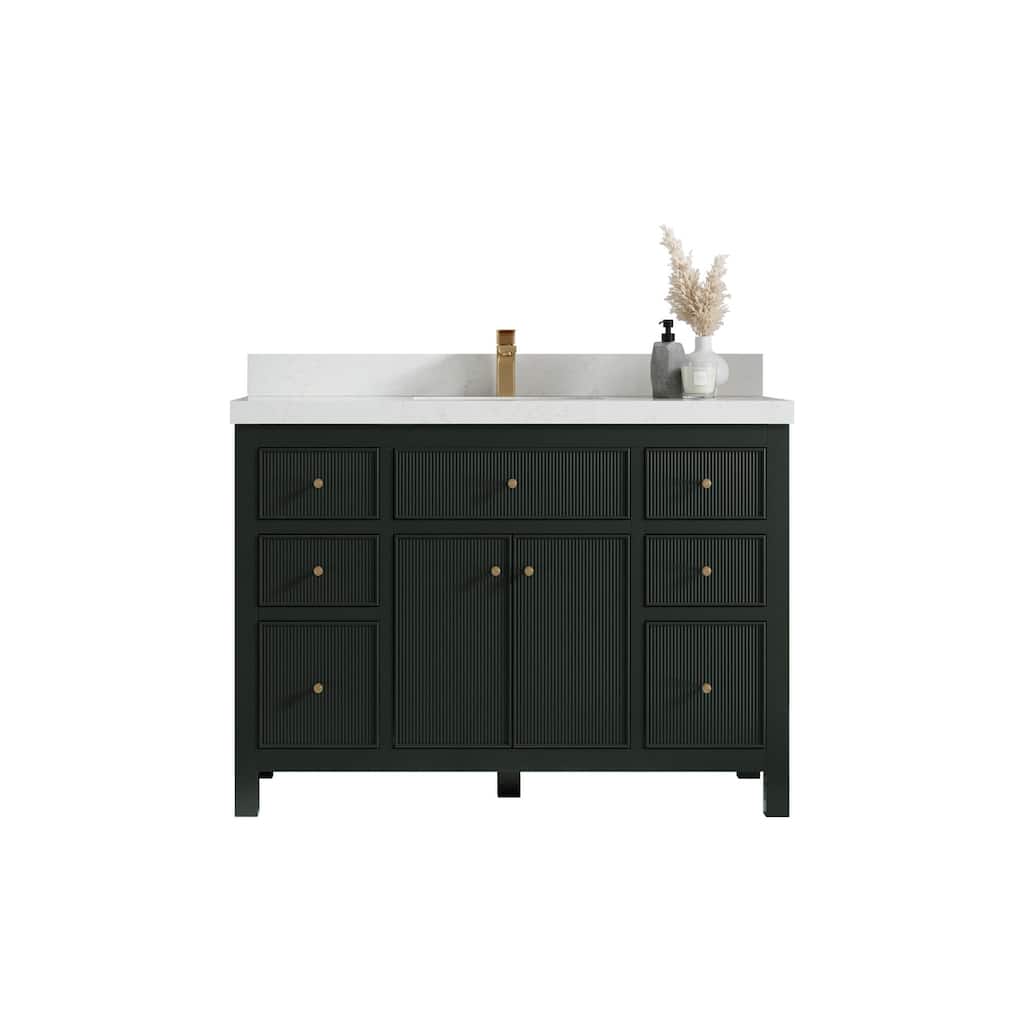 Willow Collections 48 in W x 22 in D Sonoma Free Standing Reeded Single Sink Bathroom Vanity with Countertop