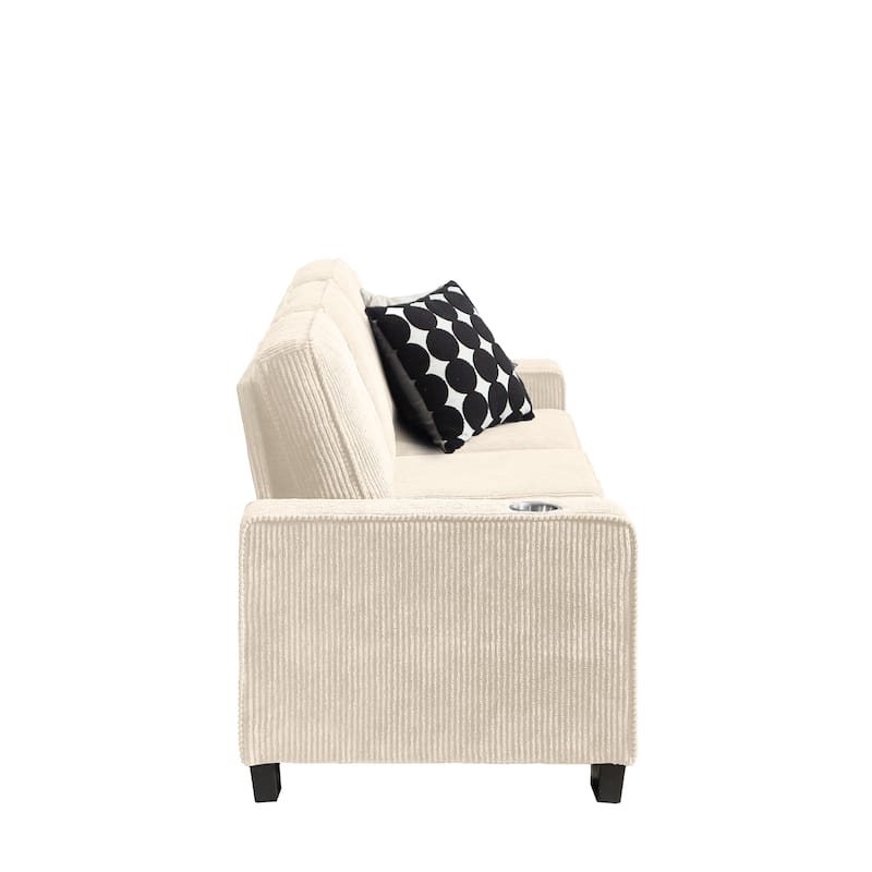 84" Corduroy 3-Seater Sofa, Modern Compressed Design for Multiple Rooms