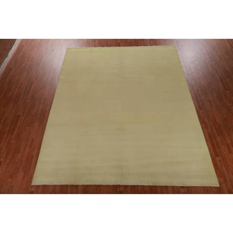 Hand Knotted Oriental 100% Wool Carpet Modern Solid Green Gabbeh Area Rug - 12' 0'' X 9' 4''