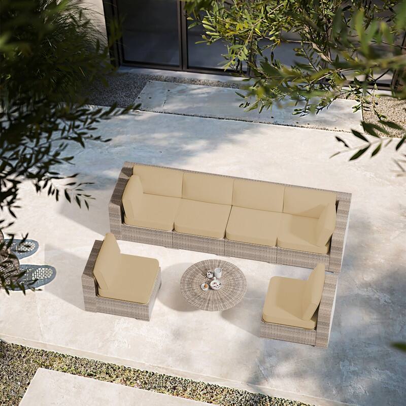14-Piece Patio Furniture Sofa Cushions, 6-Seater Outdoor Cushion Set (Only Include Cusions，Not Sofa） - 25.6*25.6*4in
