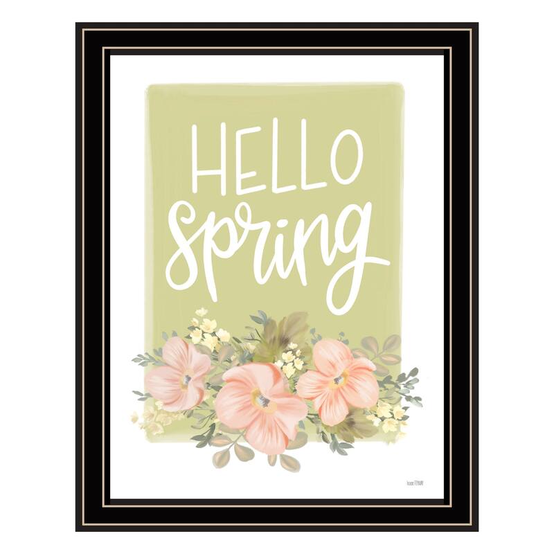 TrendyDecor4U Contemporary "Hello Spring Floral" Framed Print Wall Art - Multi