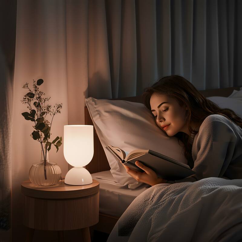 9 in. Modern Glass Small Table Lamp with E12 Base (Bulb not included)