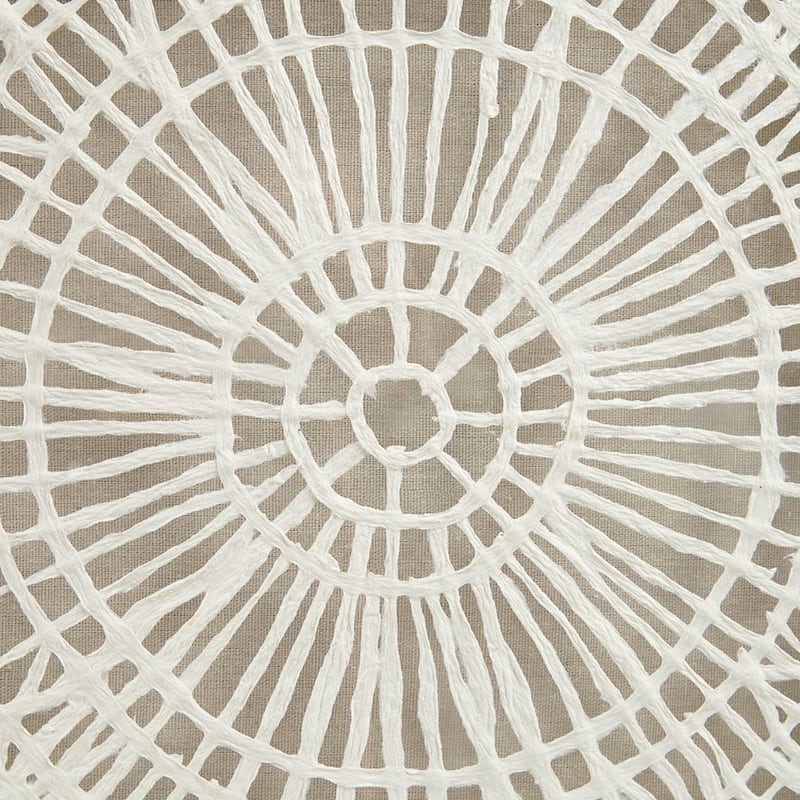 Roomfitters Framed Medallion Rice Paper Shadow Box Wall Decor, Artisan Off White Art with Natural Wood Finish Frame